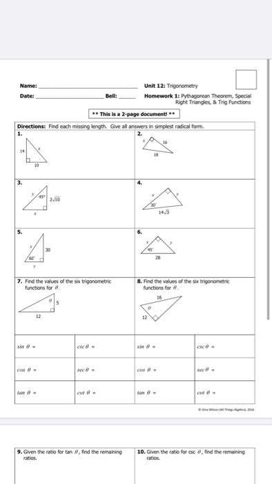 Unit 12 trigonometry homework 1.  Also, there are units of measurement,...