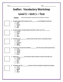 Vocab Workshop - Level C - Unit 2 - Completing the Sentence. 20 terms. Jayspeller. Preview. Vocabulary Workshop Level C Unit 2 - Vocabulary in Context. 5 terms. A_Person_Classified. Preview. ENGLISH VOCAB. 10 terms. Li_Jimmy9. Preview. Sadlier Vocabulary Workshop Level C: Unit 2; Antonyms. 5 terms. alexiscolburn6. Preview. …. 