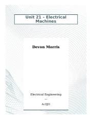 Unit 21 Electrical Machines Assignment Help, UK …