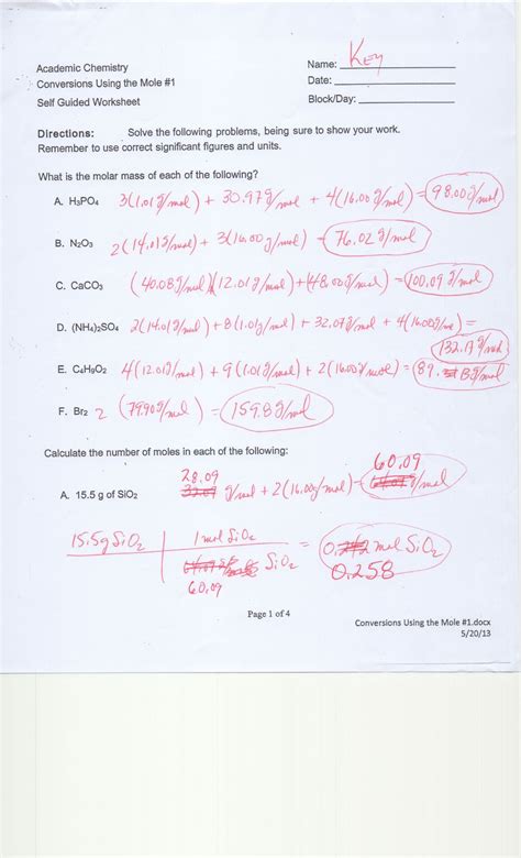 Unit 3 Worksheet 2 Chemistry Answers