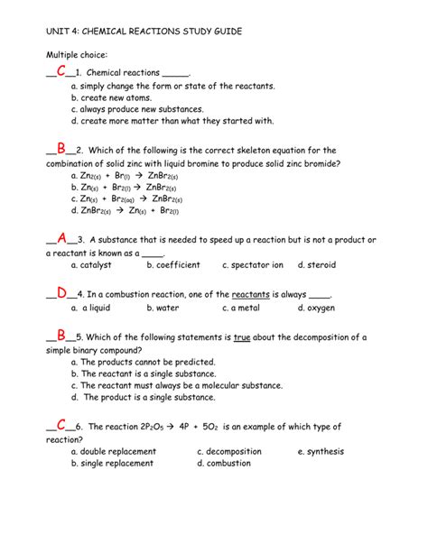 Unit 3 chemistry study guide answers. - Florida assessment guide big idea benchmark assessment.