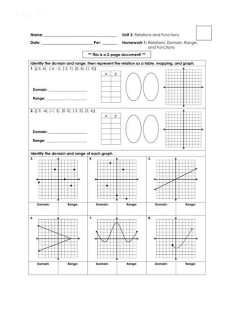 Unit 3 relations and functions homework 4. This Relations and Functions Unit Bundle contains guided notes, homework assignments, two quizzes, a study guide, and a unit test that cover the following topics: • Coordinate Plane and Graphing Review. • Relations. • Representing Relations (Tables, Graphs, Ordered Pairs, Mappings) • Domain and Range of Ordered Pairs. 