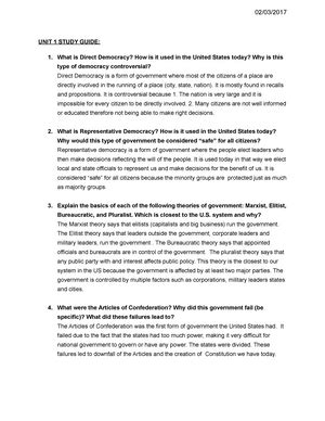 Unit 4 Government Study Guide