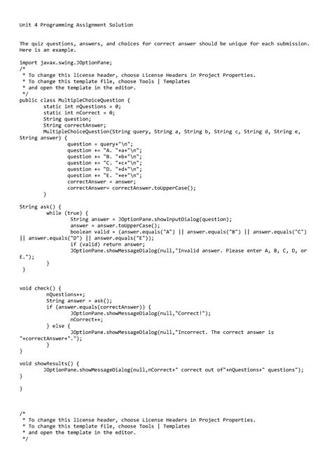 Unit 4 Programming Assignment Solution Studocu