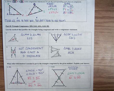 Unit 4 congruent triangles homework 4 congruent triangles. 124 Name: Date: Unit 4: Congruent Triangles Bell: 7: Proofs Review: All Methods ** This is a 2-page documenti Determine if the triangles can be proved congruent, if possible, by SSS, SAS, ASA. AAS. HL. Write your answer on the blank. If not congruent, write "not congruent. IN Complete the proofs using the most appropriate method. 