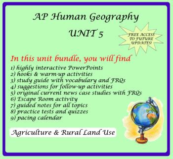 Unit 5 ap human geography. Unit 5: Agriculture and Rural Land-Use Patterns and Processes. 12%–17%. Unit 6: Cities and Urban Land-Use Patterns and Processes. 12%–17%. Unit 7: Industrial and … 