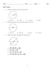 Unit 7 Circles