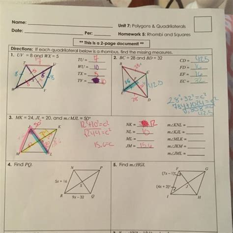 Unit 7 Polygons And Quadrilaterals Homework 5 Answer Key Islero Guide