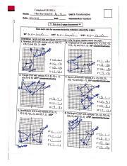 In these worksheets identify the image which best describes the transformation (translation, reflection or rotation) of the given figure. Ideal for grade 5 and grade 6 children. Each grid has the figure and the image obtained after transformation. Write, in each case the type of transformation undergone. Recommended for 6th grade and 7th grade ...
