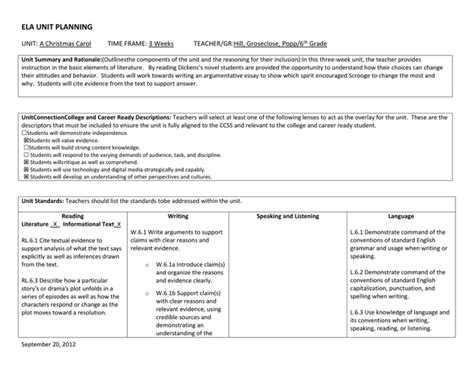 Unit Plan 6 - Mrs. Sorensen