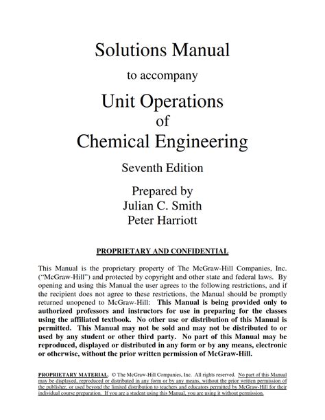 Unit operations chemical engineering mccabe solution manual. - De partement du nord de la provence.