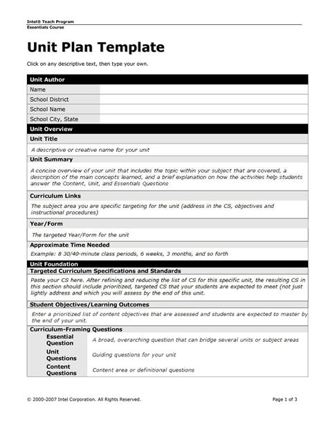 Unit plan template. Subject: Pedagogy and professional development. Age range: 7-11. Resource type: Lesson (complete) File previews. pdf, 49.39 KB. This is a super simple unit plan template. It is setup for 15 lesson plans and you can easily add more. Each lesson plan includes the essentials: Activities: 