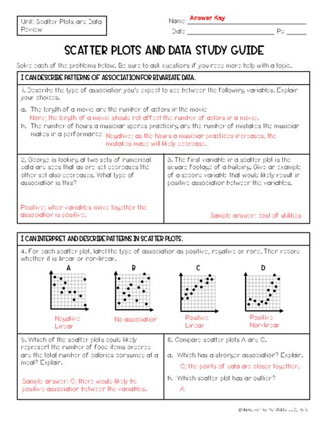 Unit scatter plots and data homework 3 answer key.  Learn8 APP is your go-to for Unit Scatter...