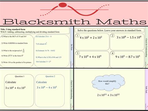 Unit standard form bundle of lessons Teaching Resources
