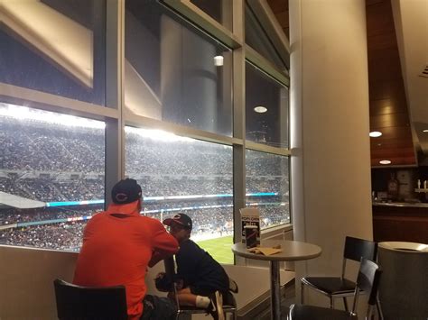 Chicago Bears Club Seats. The Chicago Bears United Club seats are located on the visitor's side of the field in sections 202-216 and 301-317. Aside from ideal views of the field, amenities include: Wider, cushioned seats. Access to a massive climate-controlled indoor lounge with TVs playing all televised NFL games. Private entrances and .... 