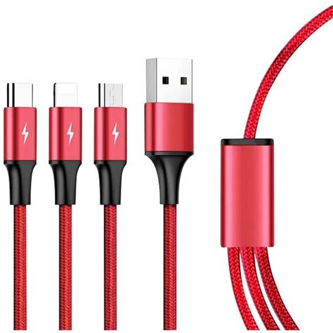 Unitek 3-in-1 Charging Cable 1.2m Red OfficeMax NZ