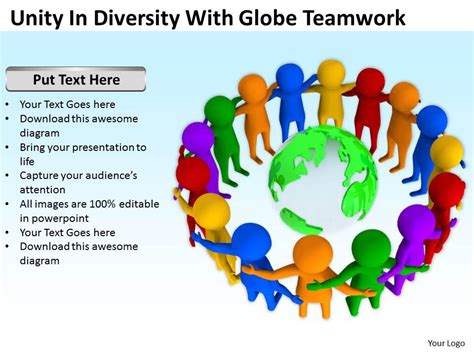 Unity In Diversity With Globe Teamwork Ppt Graphics Icons Powerpoint Presentation PowerPoint