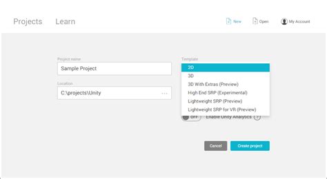 Unity Manual Project Templates