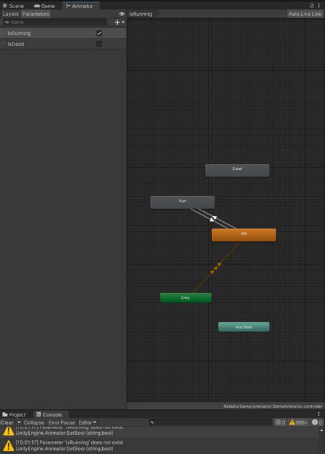 Unity animator parameter does not exist.  That is the only solution that I...