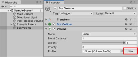 Unity volume profile script.  Select the Box Volume.  The advantage of this i...