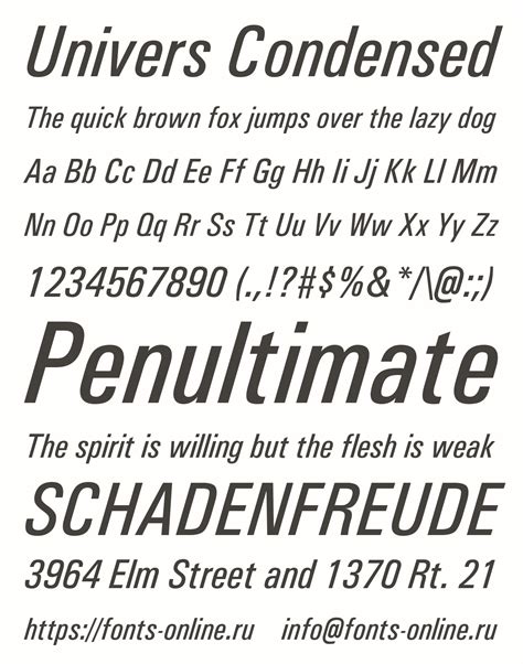 Univers Condensed Typeface