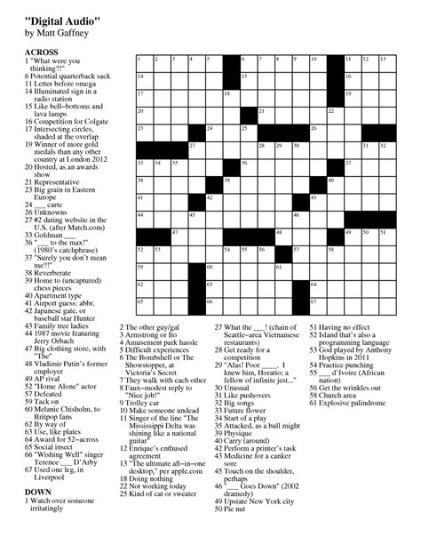 Universal Crossword Puzzle Printable