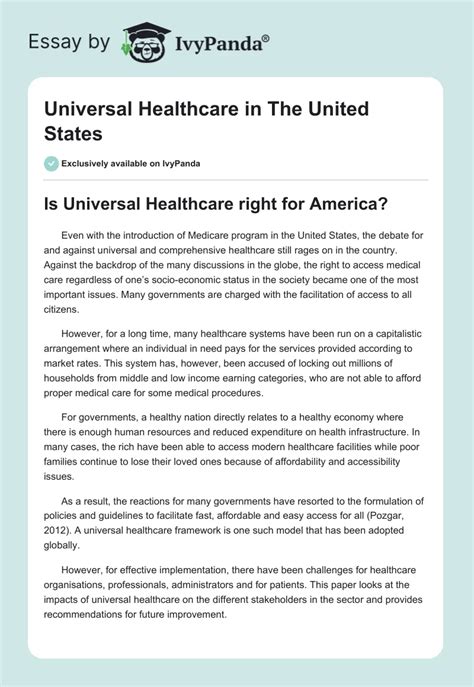 Universal Healthcare in The United States - 1934 Words