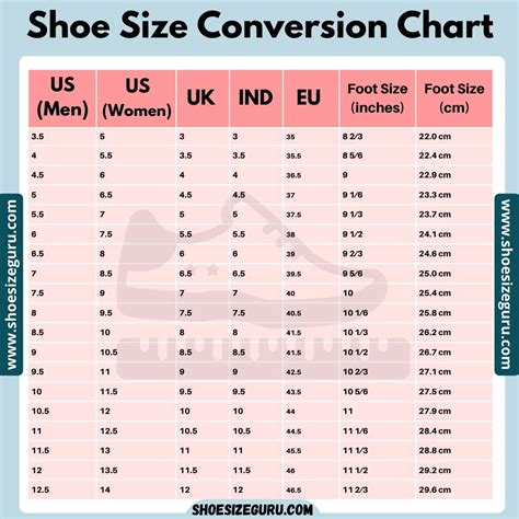 Universal Shoe Size Conversion Chart
