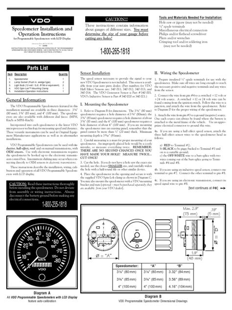 Universal speedometer manual.  Installation Tips ource MUST be used to power t...