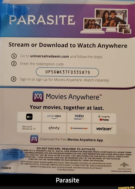 Universalredeem com. DIGITAL CODES ARE AUTHORIZED FOR REDEMPTION ONLY BY AN INDIVIDUAL WHO OBTAINS THE CODE IN AN ORIGINAL COMBINATION DISC + CODE PACKAGE (A PACKAGE THAT INCLUDES A DVD, BLU-RAY, AND/OR 4K UHD DISC (S) AND A DIGITAL CODE). DIGITAL CODES ARE NOT AUTHORIZED FOR REDEMPTION IF SOLD SEPARATELY. 