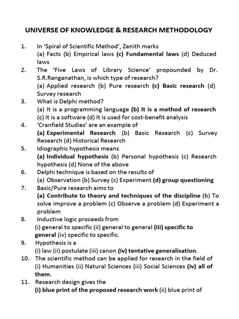 Universe Of Knowledge And Research Methodology