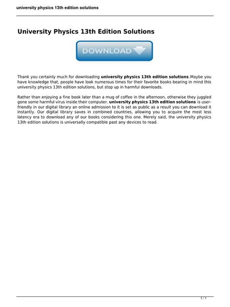 University Physics 13th Edition Mastering Solutions