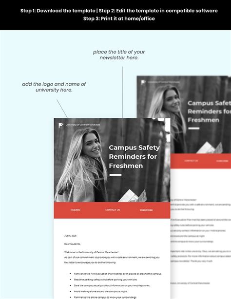 University Safety Newsletter Template Word PSD Apple Pages HTML5 Newsletter templates