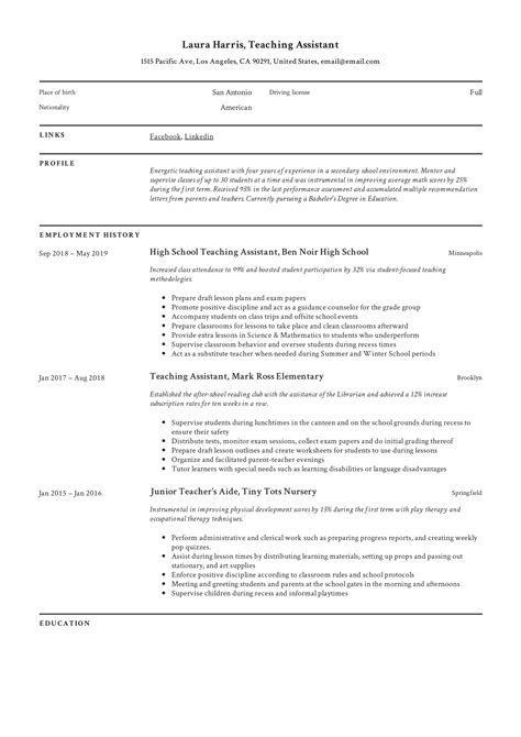 University Teaching Assistant Resume Examples & Samples for …