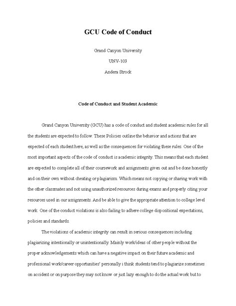 University code of conduct