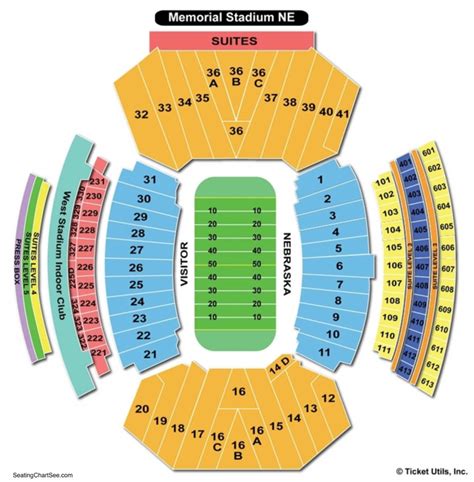 Our Nebraska Memorial Stadium seating map w
