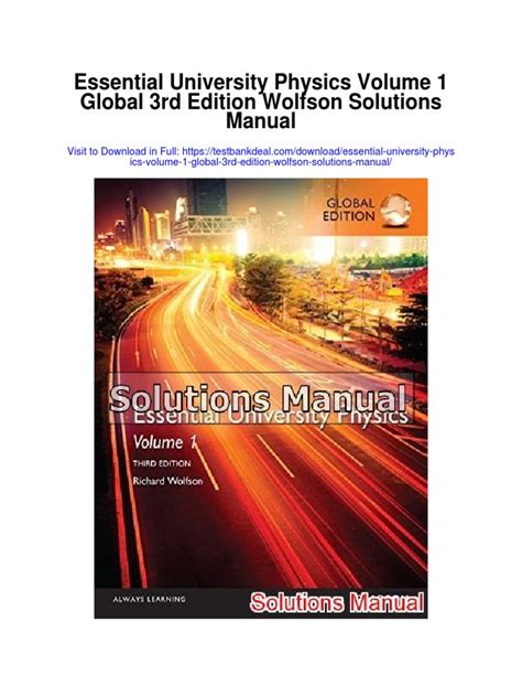 University physics wolfson solutions manual volume 1. - Manual de solución para instructores 8º.