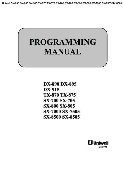 Uniwell Programming Manual 895