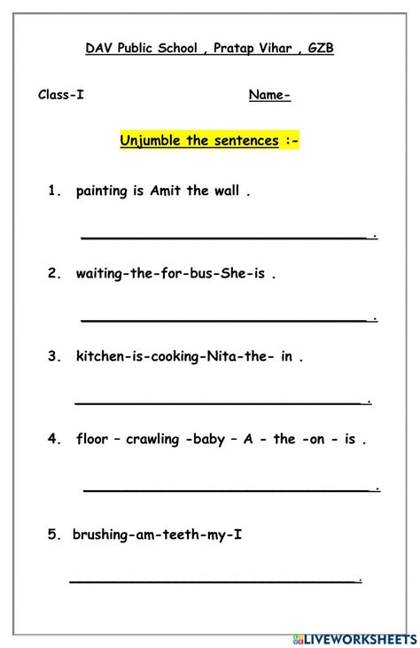 Unjumble The Sentences