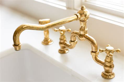 Unlacquered brass kitchen faucet. Jan 27, 2022 · Below are some of my favorite unlacquered brass plumbing and hardware options, many of which we have used in our own home! Click on the picture to shop all of the fixtures (and more) shown below! 1 Goose Neck Faucet with double cross handle | 2 Pot Filler | 3 Bridge Faucet with Sprayer | 4 Exposed Shower. 5 Cabinet knob | 6 Cabinet pull. 