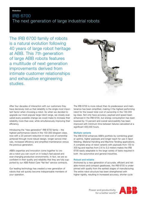 Unleash the Power of Industrial Automation: The ABB IRB 6700 Datasheet