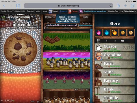 Unlimited cookies cookie clicker. Cookie Clicker for Android. Cookie Clicker on Steam. RandomGen. Idle Game Maker. Bug Reports. Change language. Other versions Live version Try the beta! v. 1.0466 ... 