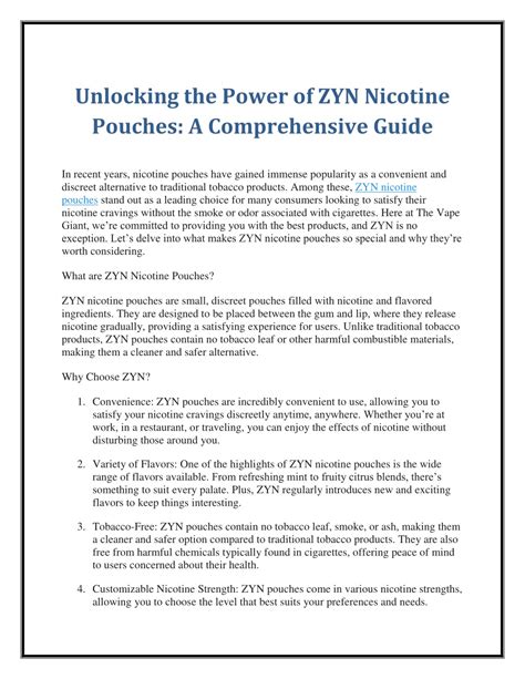 Unlocking the Power of Zyn: Understanding Nicotine Levels