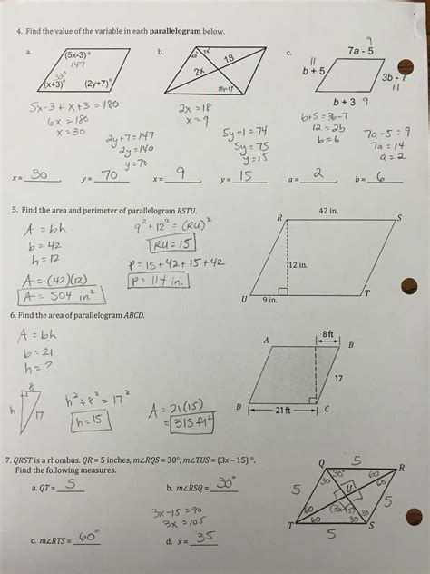 Unlocking the Solutions Geometry Chapter 7 Answer Key