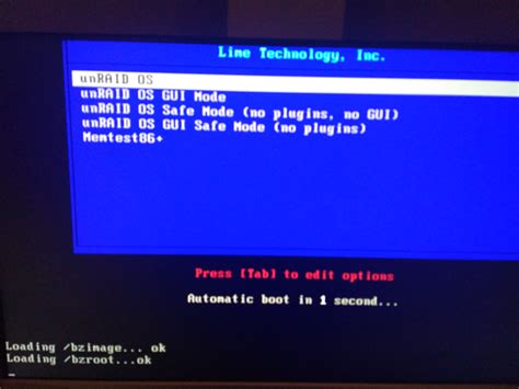 Unraid boot into gui.  I get black screen with a blinking white cursor when I boot wit...