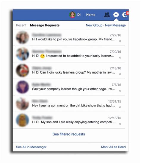Unread facebook message.  View and Manage Messages View messages Messages you'll get ...