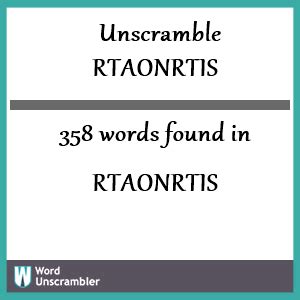 Unscramble TENARIS - Unscrambled 358 words from letters in …