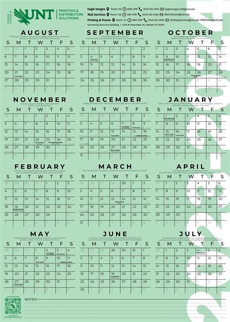 Unt Spring Calendar