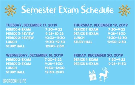 Fall 2023 Exam Schedule . If a student has three or more final exams on one day, the student has the option of requesting that an exam be rescheduled. The student should provide the instructor with a copy of her/his class schedule at the time the request is made. The schedule will be used to verify that the student has at least three exams on ...
