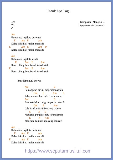 Untuk apa lagi chord.  Chords for untuk apa lagi Cipt.  Learn interacti...